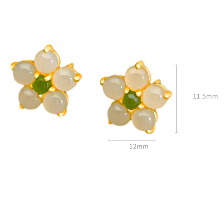Boucles d'oreilles à tige en argent sterling 925 avec Buddha Stones et jade Hetian