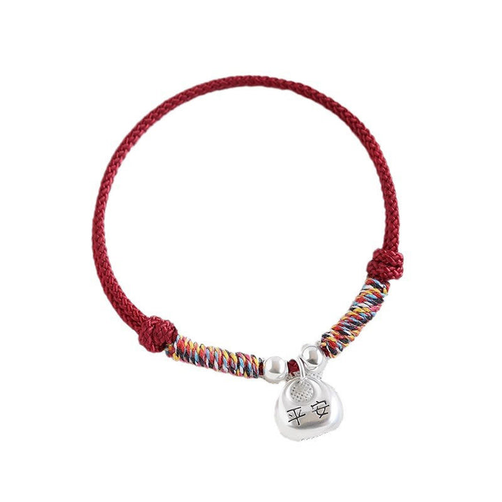 Bracelet tressé en argent sterling 925 fait main avec des Buddha Stones, symbole Fu, sécurité et bien-être