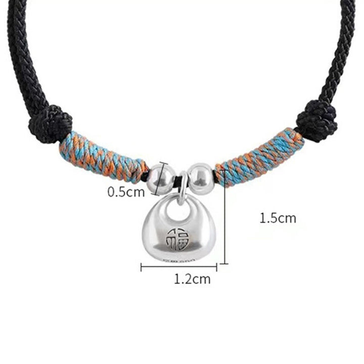 Bracelet tressé en argent sterling 925 fait main avec des Buddha Stones, symbole Fu, sécurité et bien-être