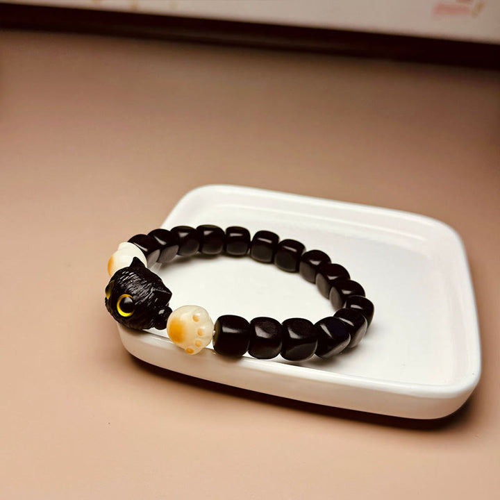 Bracelet de paix en forme de patte de chat mignon en bois d'ébène avec Buddha Stones et graines de Bodhi - image 10