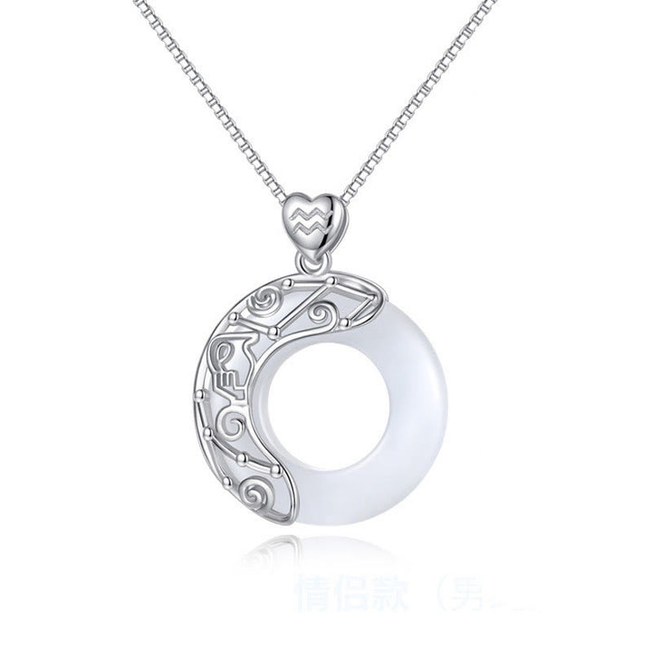 Buddha Stones pendentif œil de chat en argent sterling 925 avec 12 constellations du zodiaque