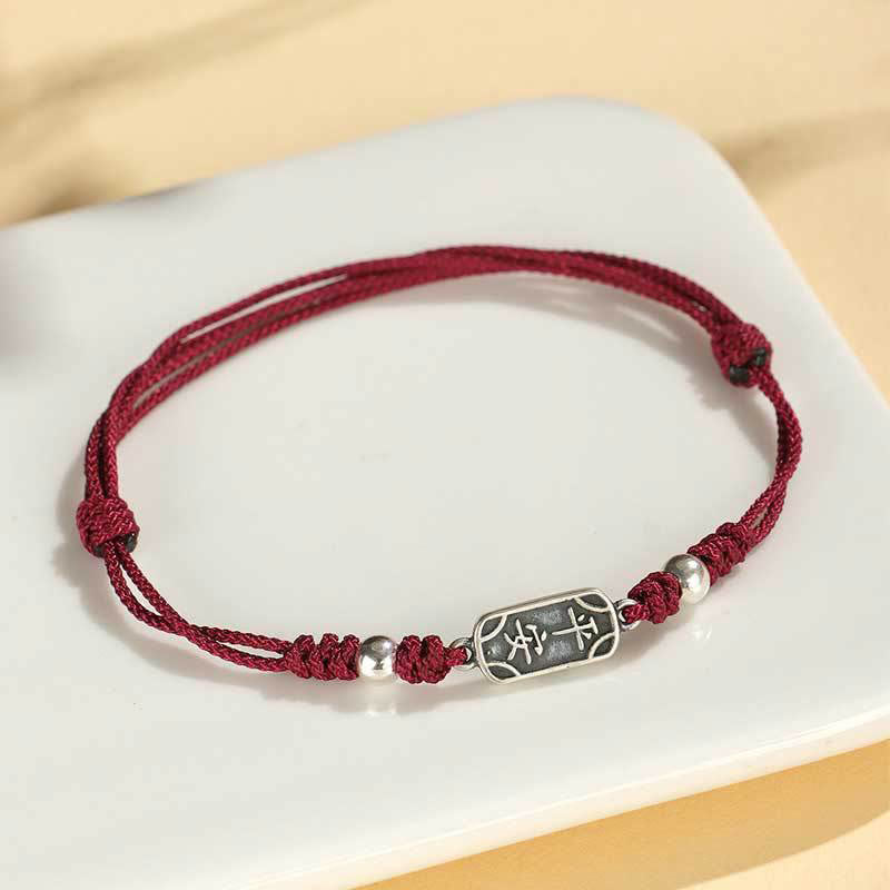 Bracelet tressé en argent sterling 925 fait main avec Buddha Stones pour la paix et la joie
