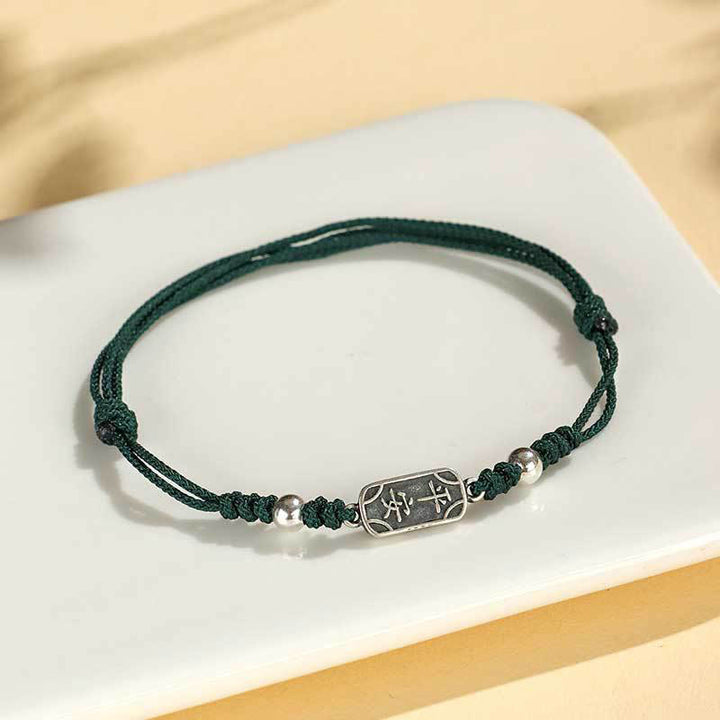 Bracelet tressé en argent sterling 925 fait main avec Buddha Stones pour la paix et la joie