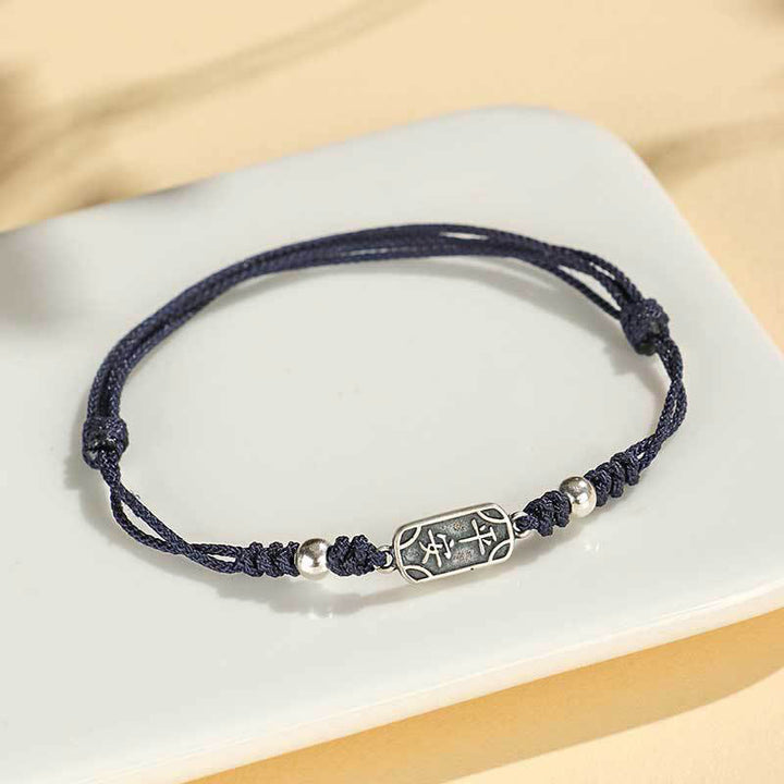Bracelet tressé en argent sterling 925 fait main avec Buddha Stones pour la paix et la joie - Cordon bleu marine (tour de poignet 14-16 cm) - image 31
