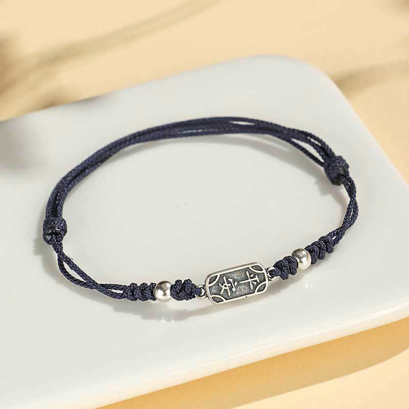 Bracelet tressé en argent sterling 925 fait main avec Buddha Stones pour la paix et la joie