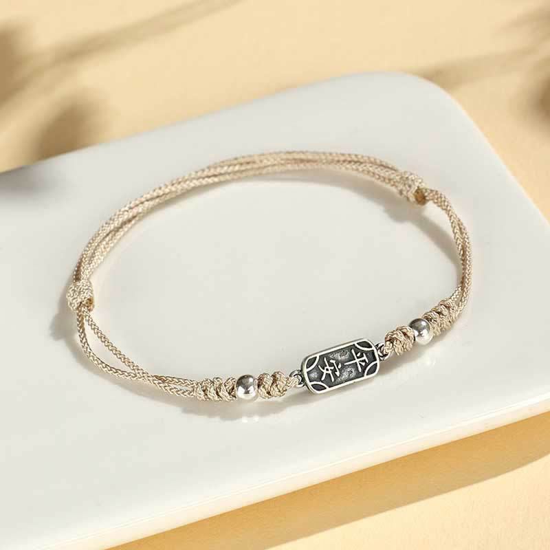 Bracelet tressé en argent sterling 925 fait main avec Buddha Stones pour la paix et la joie
