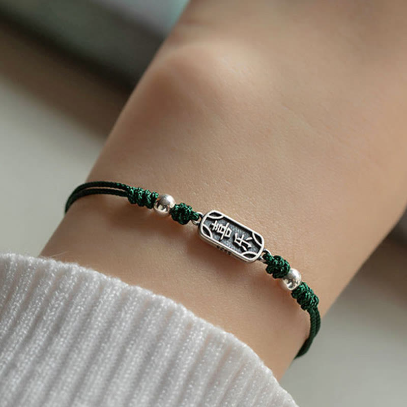 Bracelet tressé en argent sterling 925 fait main avec Buddha Stones pour la paix et la joie