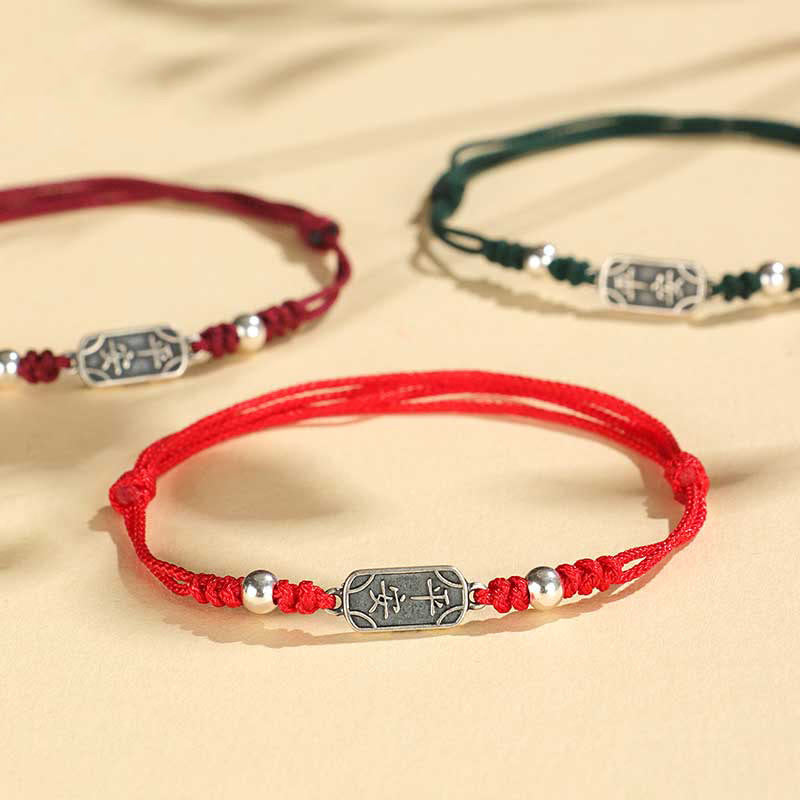 Bracelet tressé en argent sterling 925 fait main avec Buddha Stones pour la paix et la joie