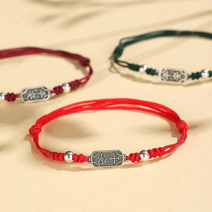 Bracelet tressé en argent sterling 925 fait main avec Buddha Stones pour la paix et la joie
