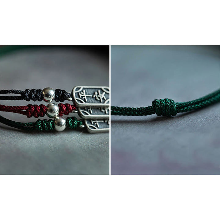 Bracelet tressé en argent sterling 925 fait main avec Buddha Stones pour la paix et la joie
