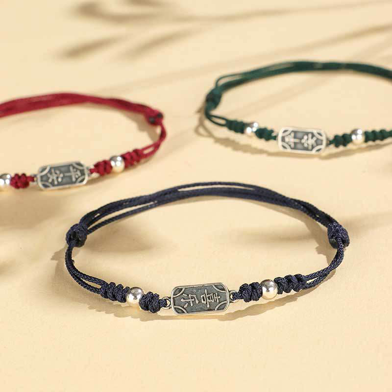 Bracelet tressé en argent sterling 925 fait main avec Buddha Stones pour la paix et la joie