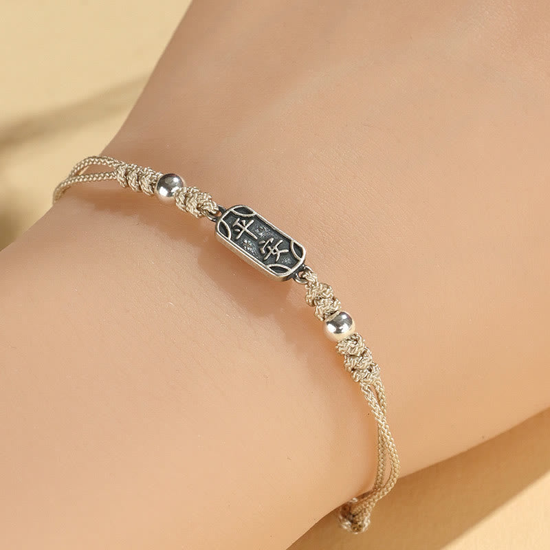 Bracelet tressé en argent sterling 925 fait main avec Buddha Stones pour la paix et la joie