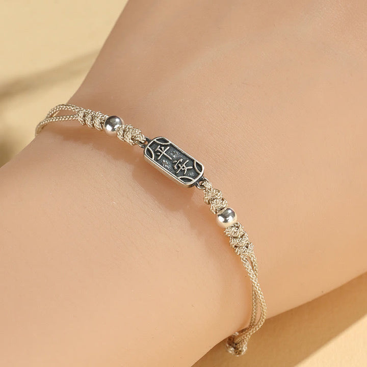 Bracelet tressé en argent sterling 925 fait main avec Buddha Stones pour la paix et la joie