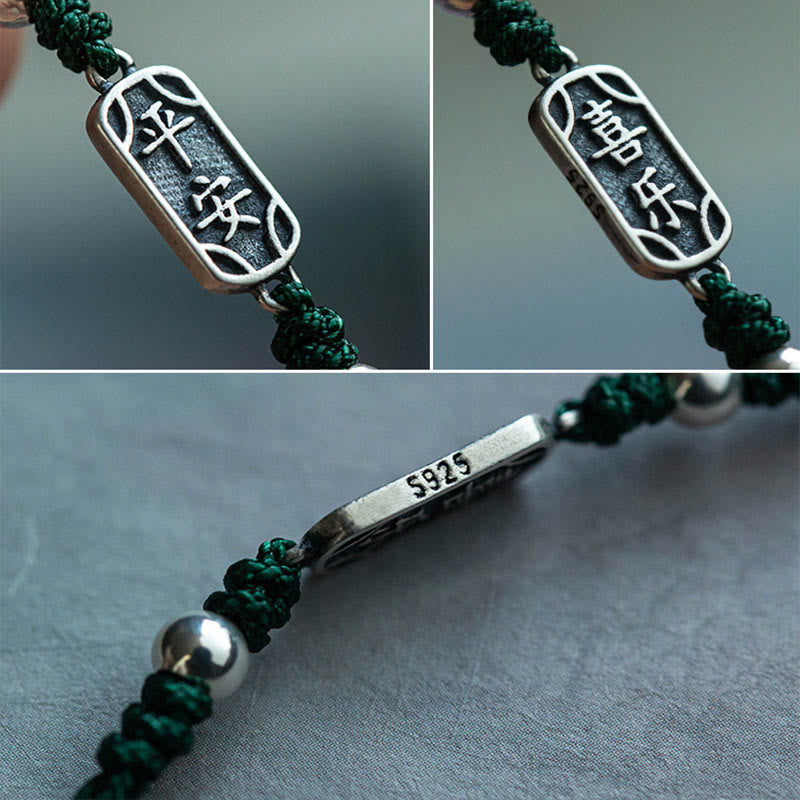 Bracelet tressé en argent sterling 925 fait main avec Buddha Stones pour la paix et la joie