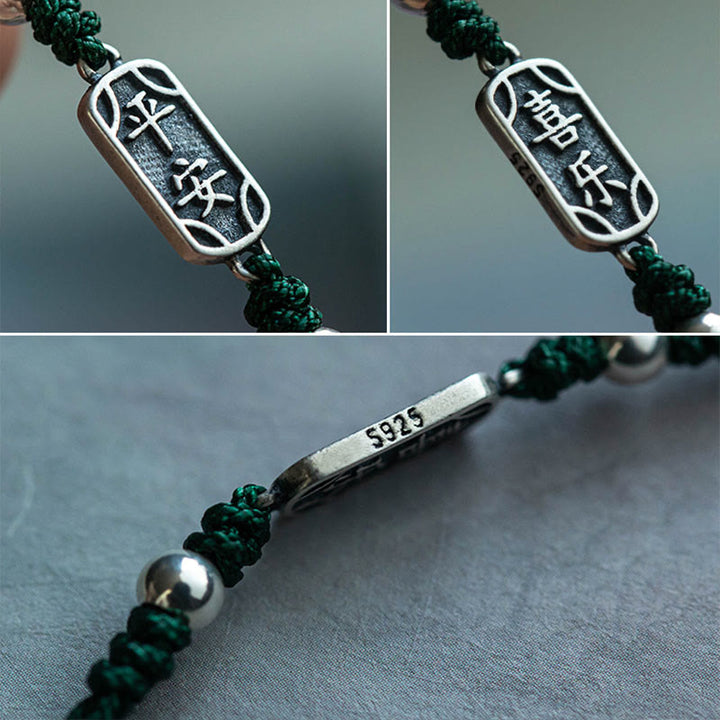 Bracelet tressé en argent sterling 925 fait main avec Buddha Stones pour la paix et la joie