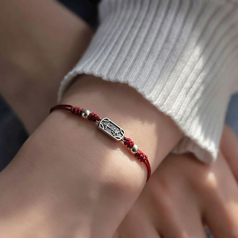 Bracelet tressé en argent sterling 925 fait main avec Buddha Stones pour la paix et la joie