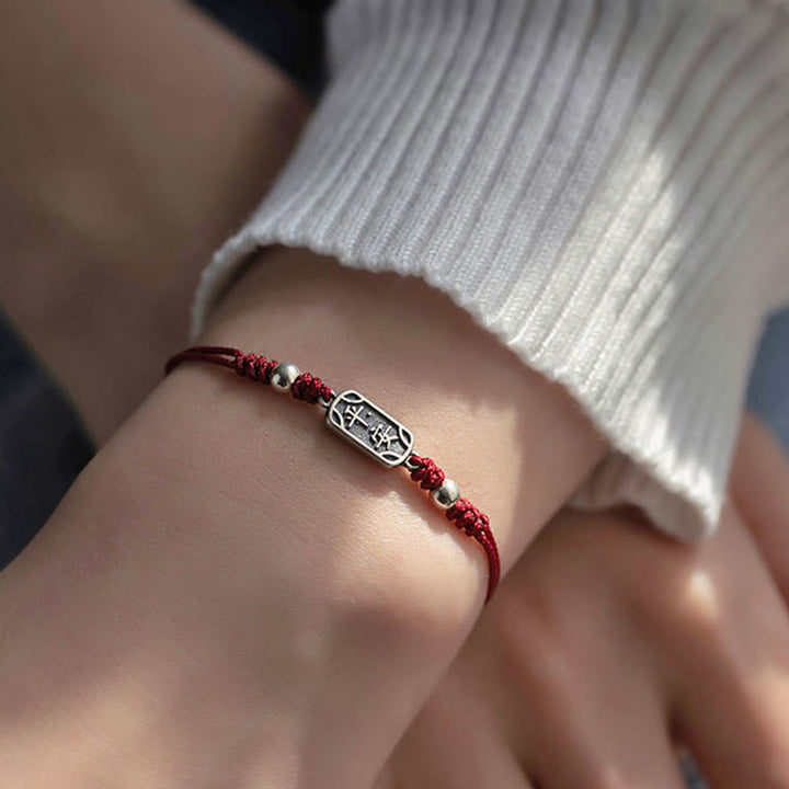 Bracelet tressé en argent sterling 925 fait main avec Buddha Stones pour la paix et la joie