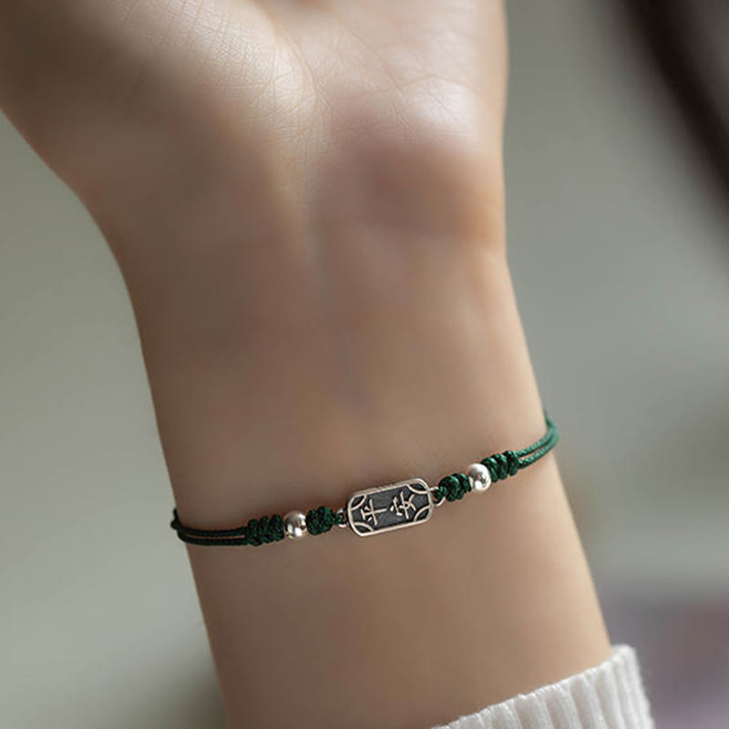 Bracelet tressé en argent sterling 925 fait main avec Buddha Stones pour la paix et la joie