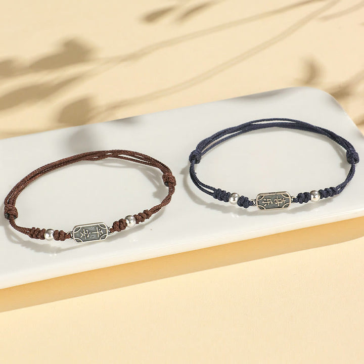 Bracelet tressé en argent sterling 925 fait main avec Buddha Stones pour la paix et la joie