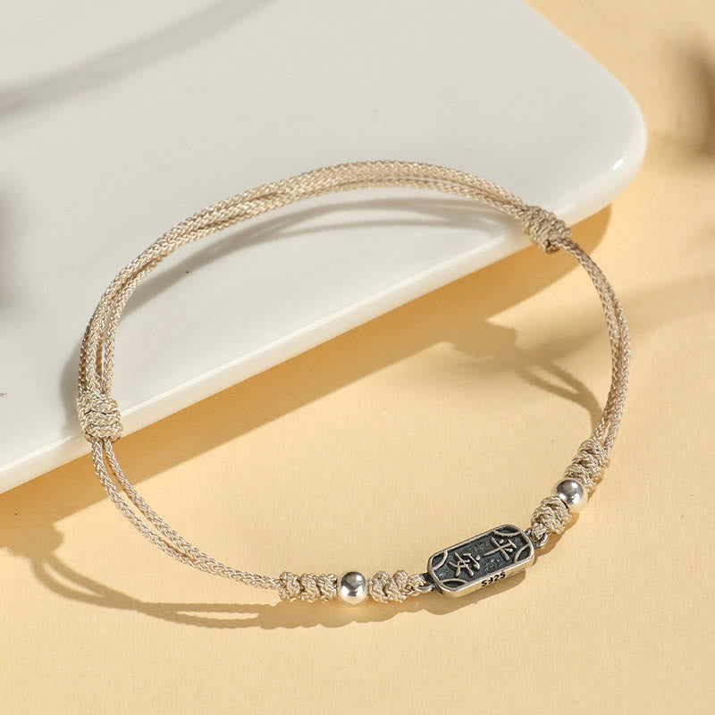 Bracelet tressé en argent sterling 925 fait main avec Buddha Stones pour la paix et la joie