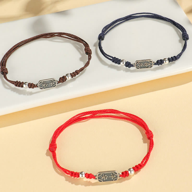 Bracelet tressé en argent sterling 925 fait main avec Buddha Stones pour la paix et la joie