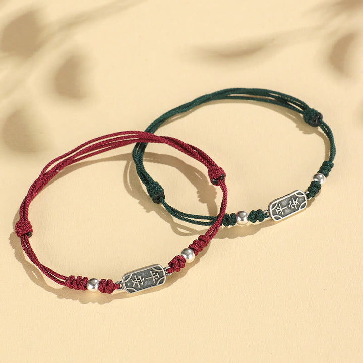Bracelet tressé en argent sterling 925 fait main avec Buddha Stones pour la paix et la joie