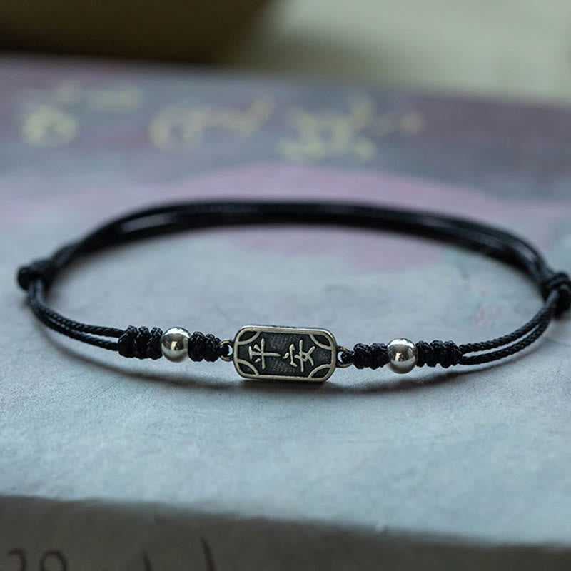 Bracelet tressé en argent sterling 925 fait main avec Buddha Stones pour la paix et la joie