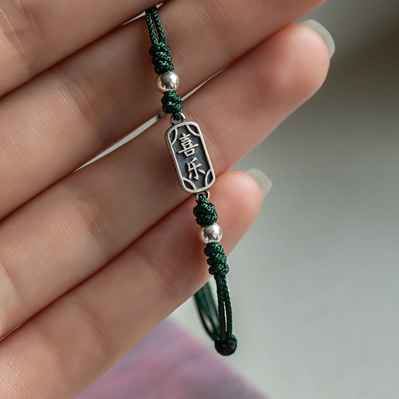 Bracelet tressé en argent sterling 925 fait main avec Buddha Stones pour la paix et la joie