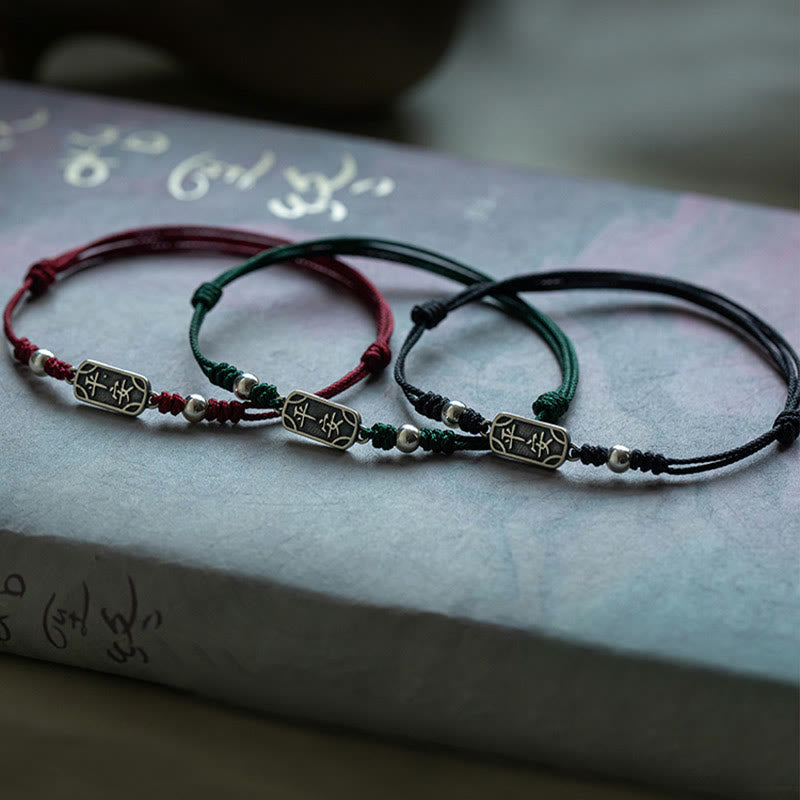 Bracelet tressé en argent sterling 925 fait main avec Buddha Stones pour la paix et la joie