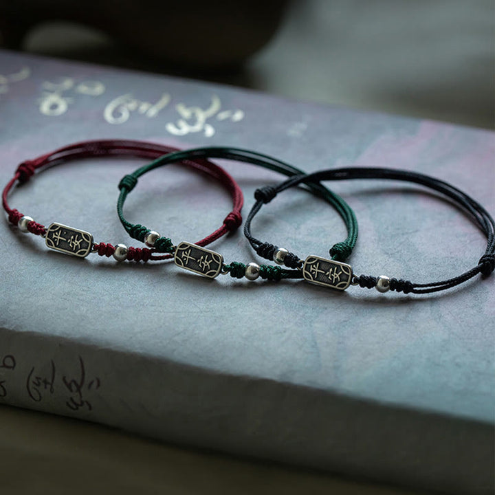 Bracelet tressé en argent sterling 925 fait main avec Buddha Stones pour la paix et la joie