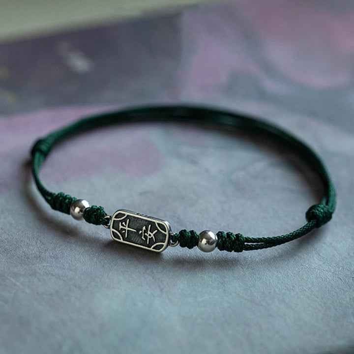 Bracelet tressé en argent sterling 925 fait main avec Buddha Stones pour la paix et la joie