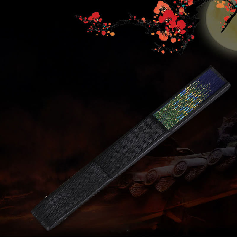 Éventail pliable en bambou avec Buddha Stones , 21,5 cm