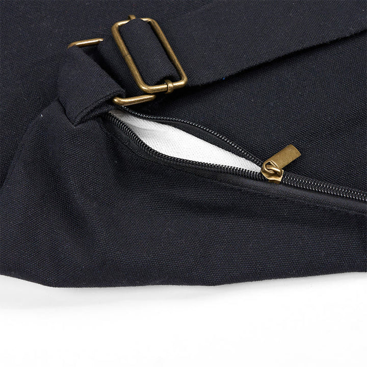 Sac à bandoulière en coton à rayures noires, rouges et bleues avec Buddha Stones