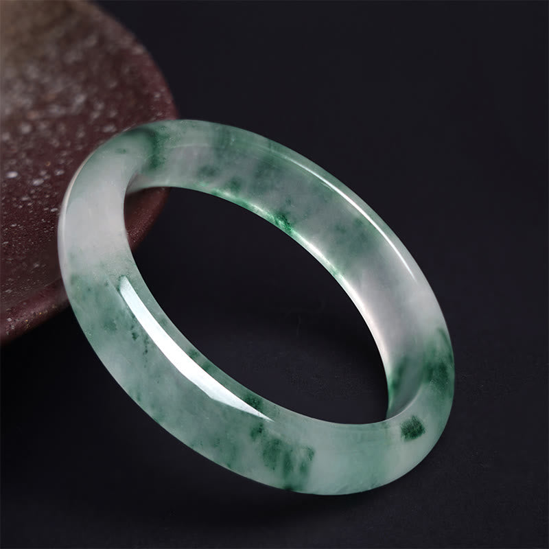 Bracelet porte-bonheur en jade naturel Buddha Stones et fleur flottante - 64 mm - image 0
