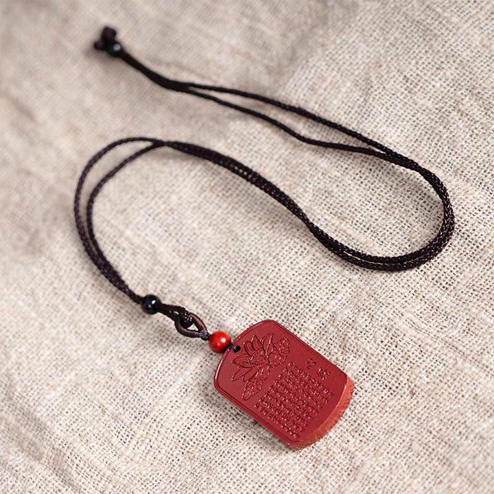 Collier pendentif en corde de bénédiction gravé avec Buddha Stones et cinabre, Sutra du cœur de lotus - image 8