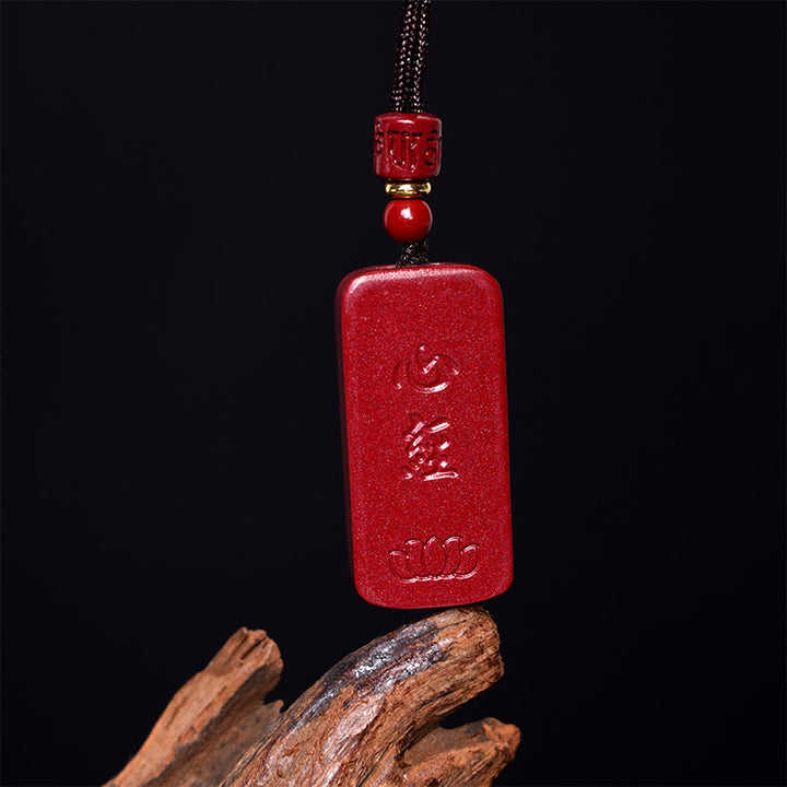 Collier pendentif en corde de bénédiction gravé avec Buddha Stones et cinabre, Sutra du cœur de lotus - image 12