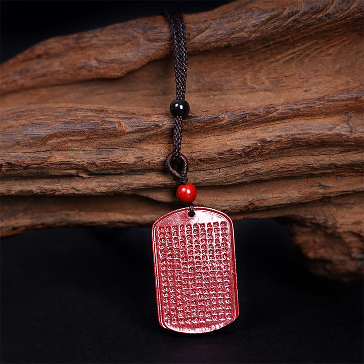 Collier pendentif en corde de bénédiction gravé avec Buddha Stones et cinabre, Sutra du cœur de lotus - image 4