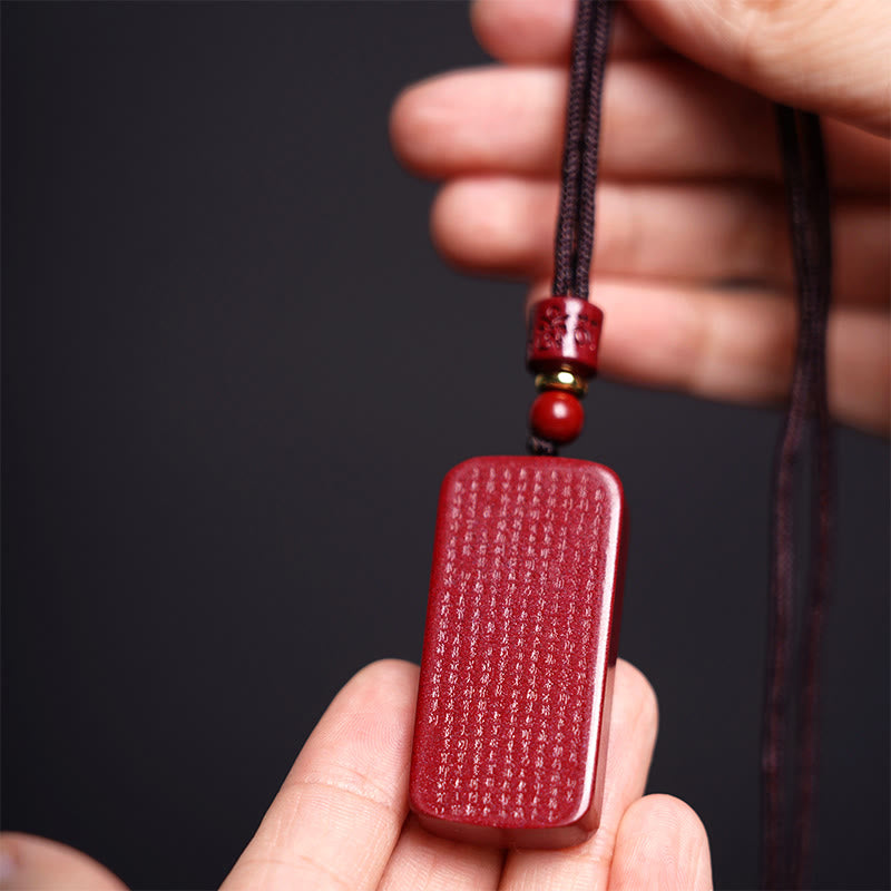 Collier pendentif en corde de bénédiction gravé avec Buddha Stones et cinabre, Sutra du cœur de lotus - image 16