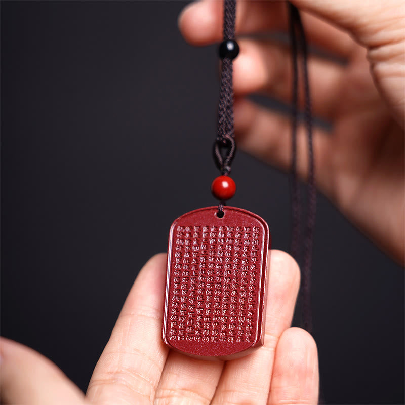 Collier pendentif en corde de bénédiction gravé avec Buddha Stones et cinabre, Sutra du cœur de lotus - image 6