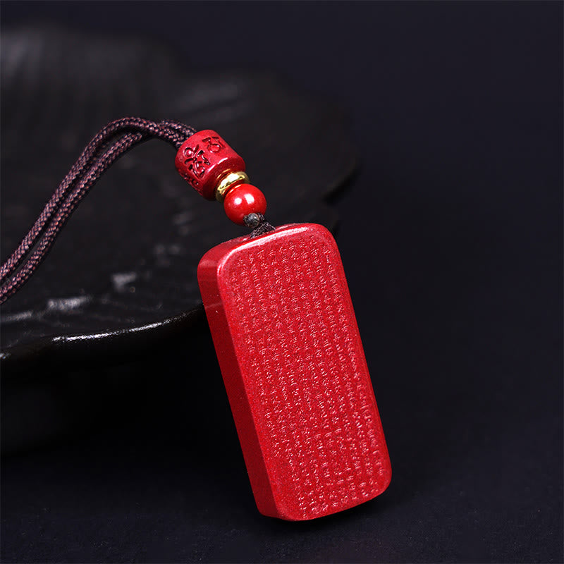 Collier pendentif en corde de bénédiction gravé avec Buddha Stones et cinabre, Sutra du cœur de lotus - image 13