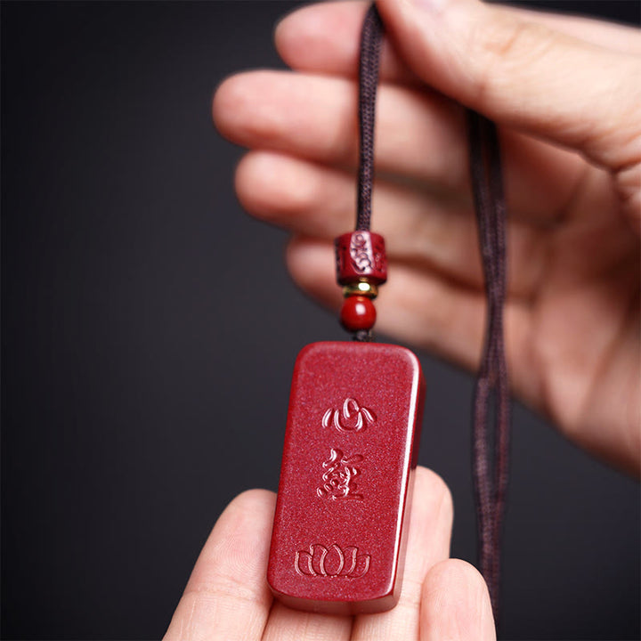 Collier pendentif en corde de bénédiction gravé avec Buddha Stones et cinabre, Sutra du cœur de lotus - image 15