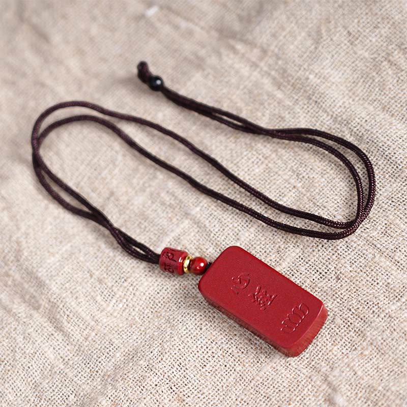Collier pendentif en corde de bénédiction gravé avec Buddha Stones et cinabre, Sutra du cœur de lotus - image 17