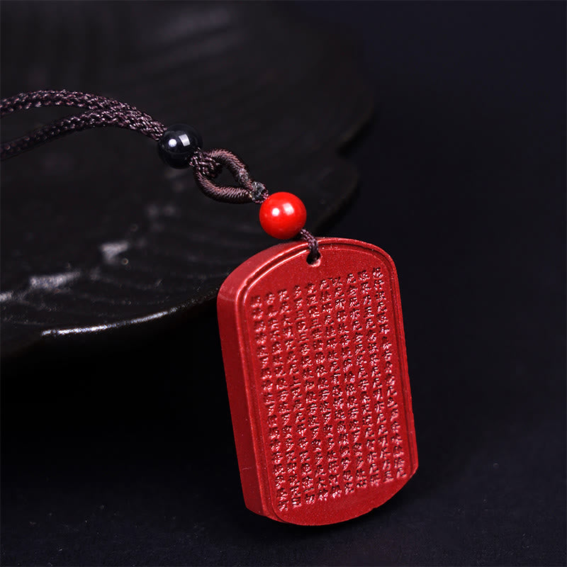 Collier pendentif en corde de bénédiction gravé avec Buddha Stones et cinabre, Sutra du cœur de lotus - image 7
