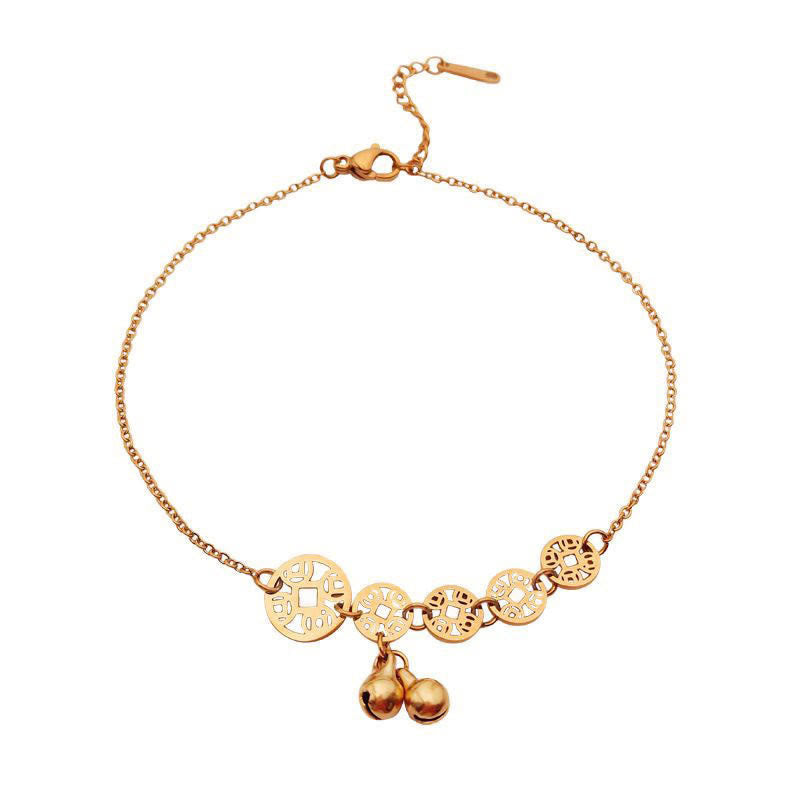 Buddha Stones Pièces de cuivre Cloche Charm Acier au titane Renforcer la cheville