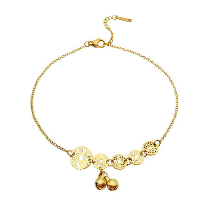 Buddha Stones Pièces de cuivre Cloche Charm Acier au titane Renforcer la cheville