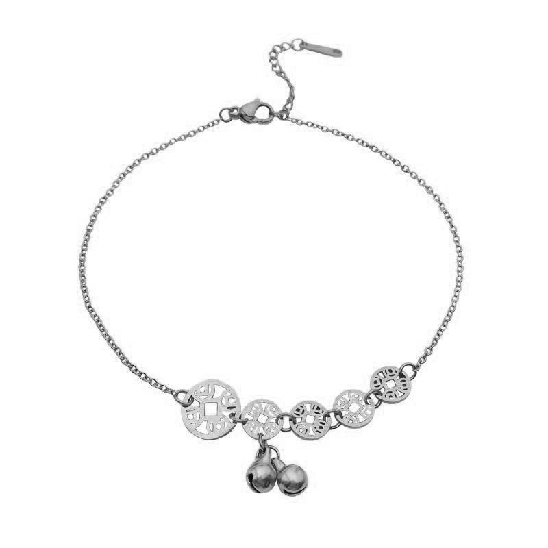 Buddha Stones Pièces de cuivre Cloche Charm Acier au titane Renforcer la cheville