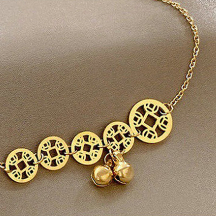 Buddha Stones Pièces de cuivre Cloche Charm Acier au titane Renforcer la cheville