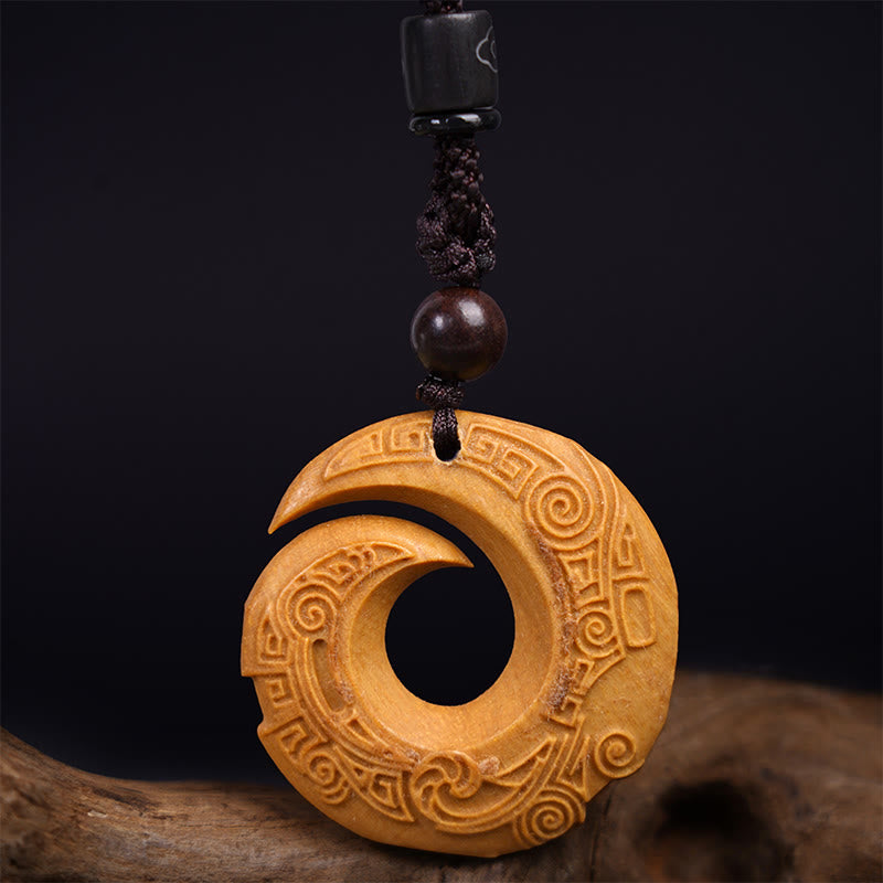 Buddha Stones d'ébène Bois de santal La chance améliore le motif de conception Collier pendentif de paix