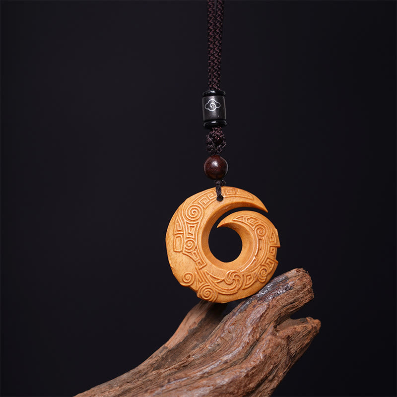 Buddha Stones d'ébène Bois de santal La chance améliore le motif de conception Collier pendentif de paix