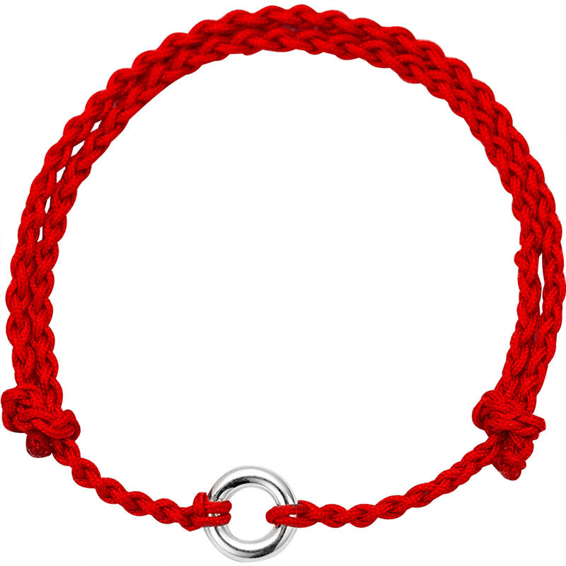 Bracelet de cheville en corde tressée avec boucle de paix en argent sterling 925 et Buddha Stones